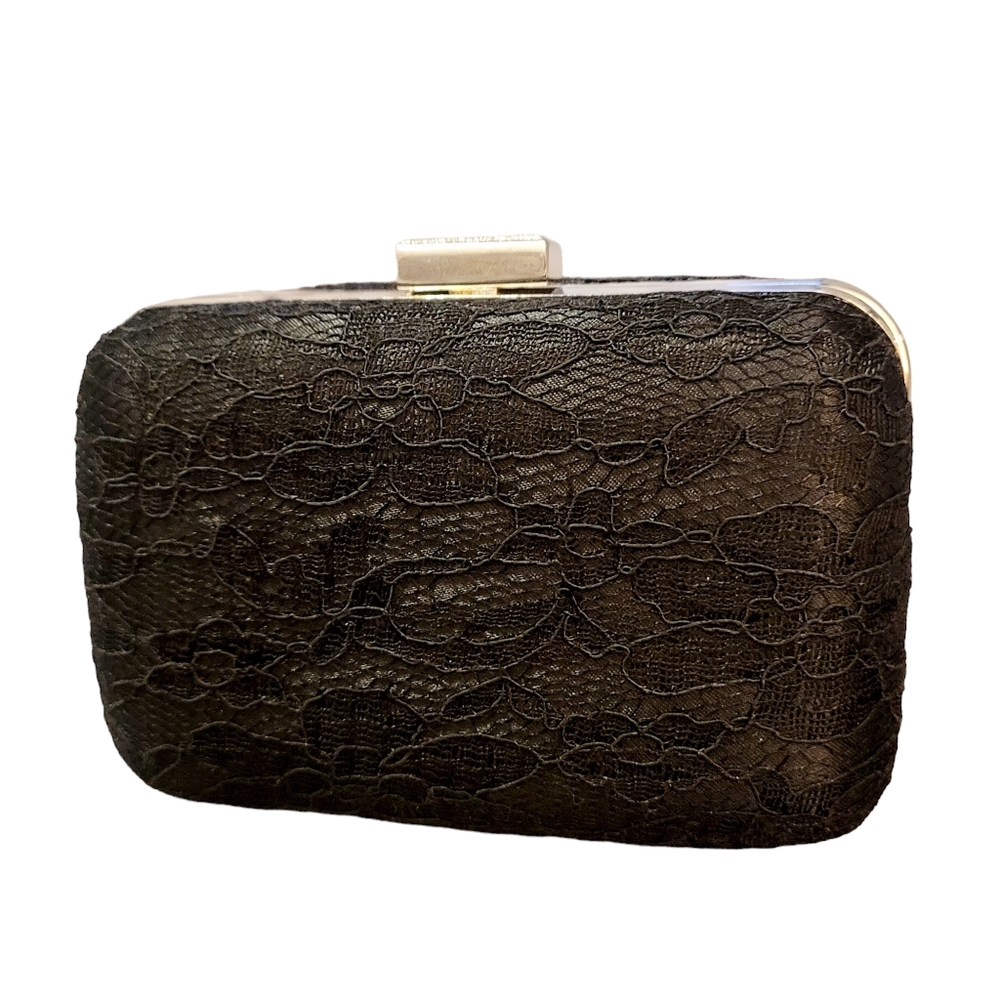 Bijoux Terner black lace clutch with chain - Picture 2 of 9